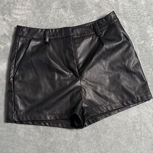 SHEIN Black High Waist Faux Leather Shorts